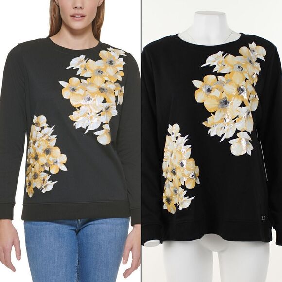 Calvin Klein Long Sleeve Floral Sweatshirt - Picture 1 of 5